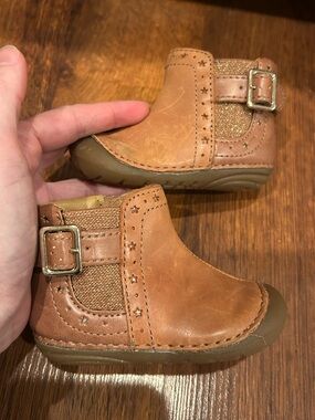 Stride Rite Kid’s Agnes Bootie Infant Size 3M Brown Side Zipper & Buckle